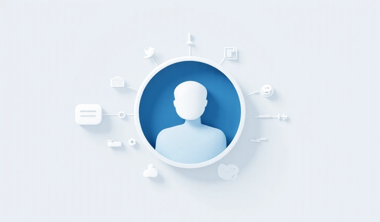 Moderní, čistý obrázek ikony kontaktu nebo komunikačního tématu, symbolizující spojení a komunikaci.