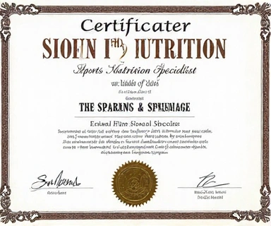 Certifikát z kurzu Sports Nutrition Specialist